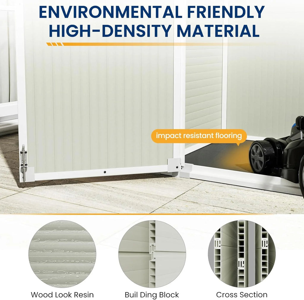 Abri de rangement extérieur ECOPATIO 41 pi³, en résine résistante aux intempéries, avec plancher, gris