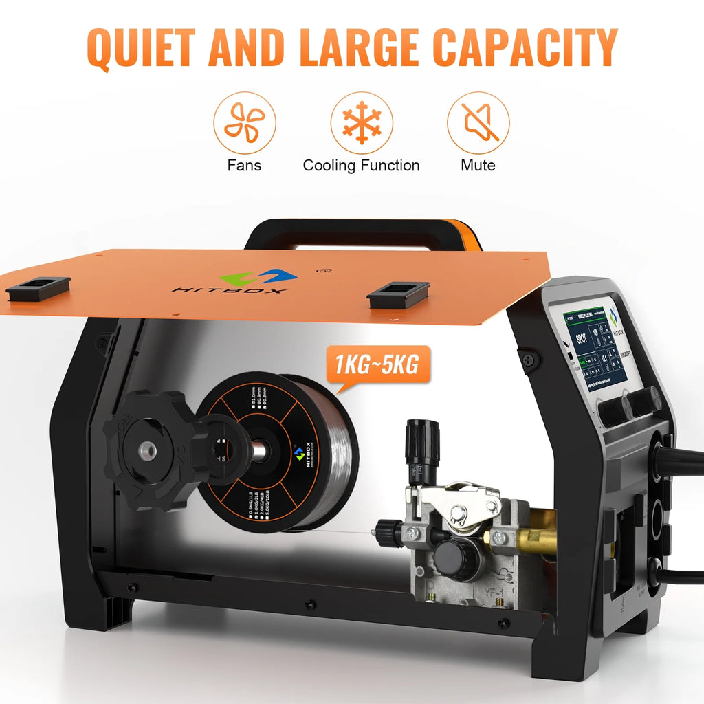 Poste à souder MIG en aluminium HITBOX, poste à souder MIG à double impulsion 200 A 110/220 V, soudage MIG au gaz / sans gaz, TIG lift et MMA à l’électrode enrobée