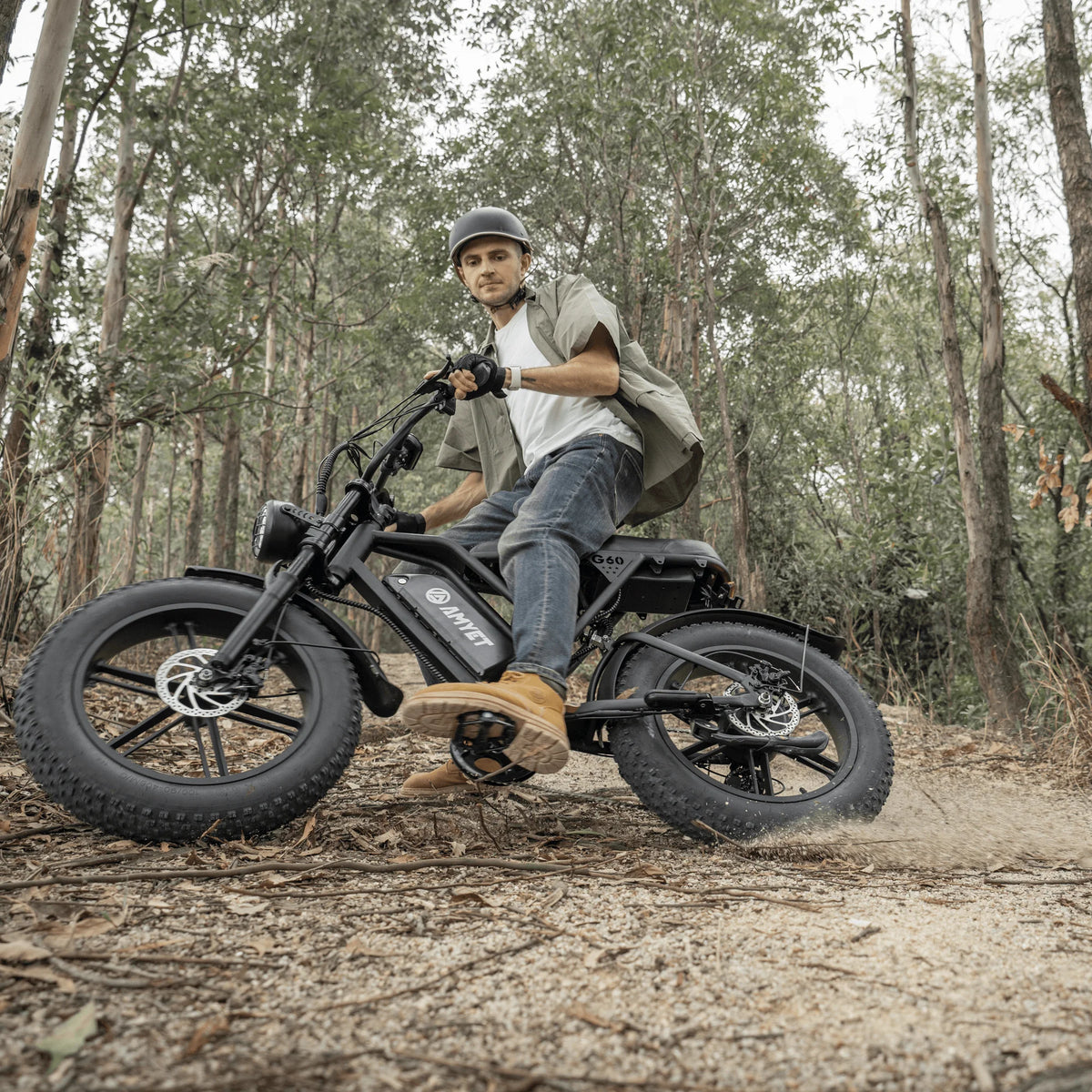Vélo électrique AMYET G60 Peak 1500W, VTT électrique à pneus larges 20 pouces, 48V 20Ah 32MPH pour adultes, suspension intégrale UL2849