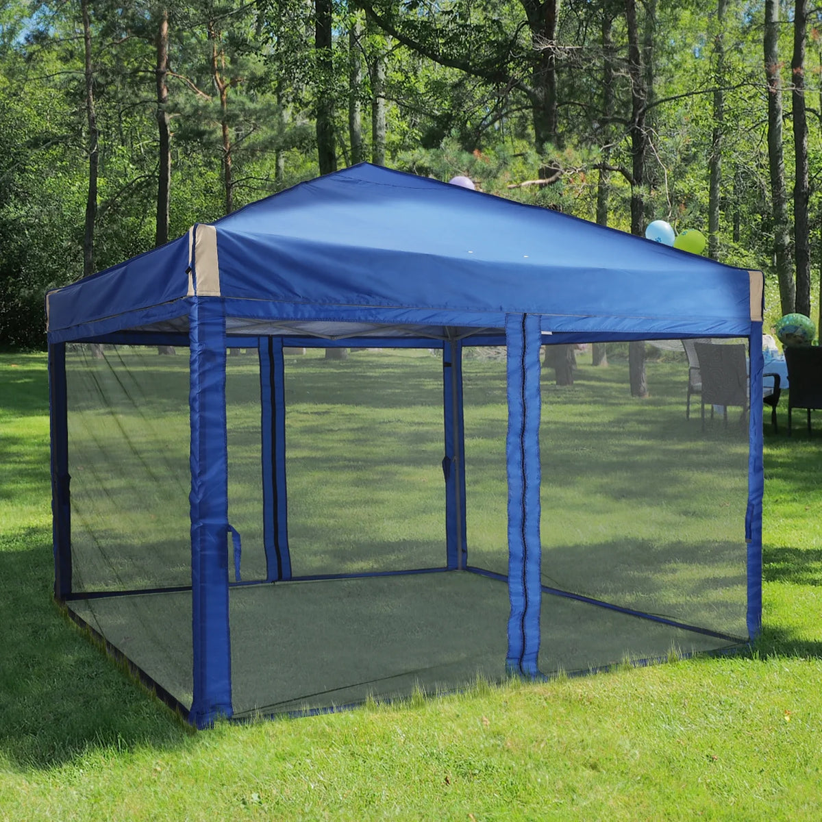 Aoodor Chapiteau Pop-Up 12'x12' avec Murs Latéraux Amovibles en Maille, Tente Abri Instantanée Portable d'Extérieur-Noir