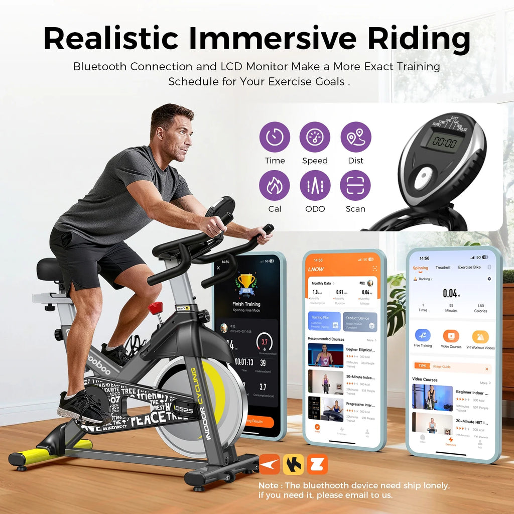 Vélo d’appartement Pooboo, vélo d’intérieur avec résistance réglable pour le domicile ou le bureau, appareil de cardio-training supportant jusqu’à 159 kg