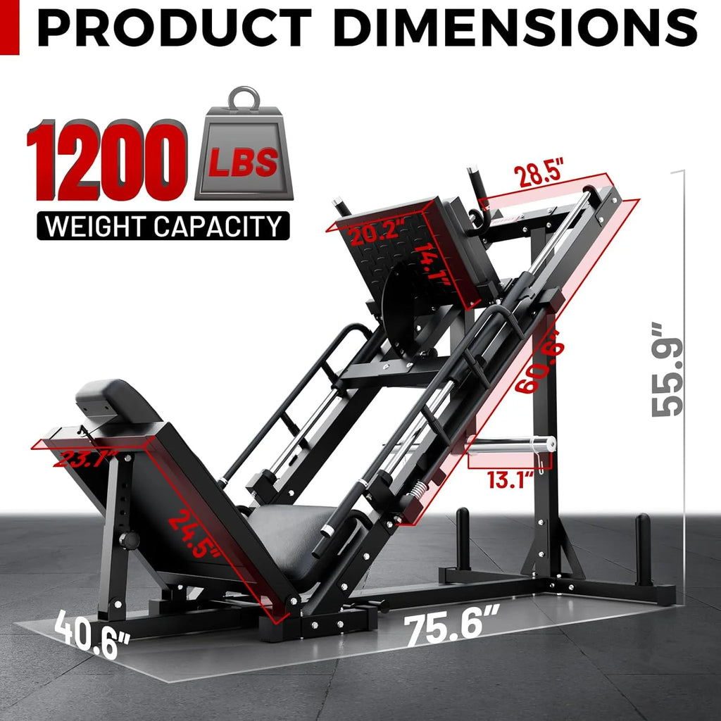 Machine à presse à jambes et hack squat RitFit, Presse à jambes professionnelle réglable pour salle de sport à domicile avec roulement linéaire, Machine hack squat spécialisée pour un entraînement complet du bas du corps avec rangement de poids, Rose