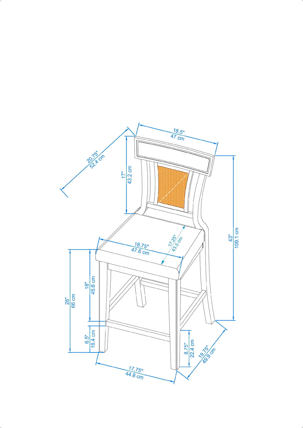 Tabouret de comptoir Linon Roseglen 26, finition blanchie avec tissu beige