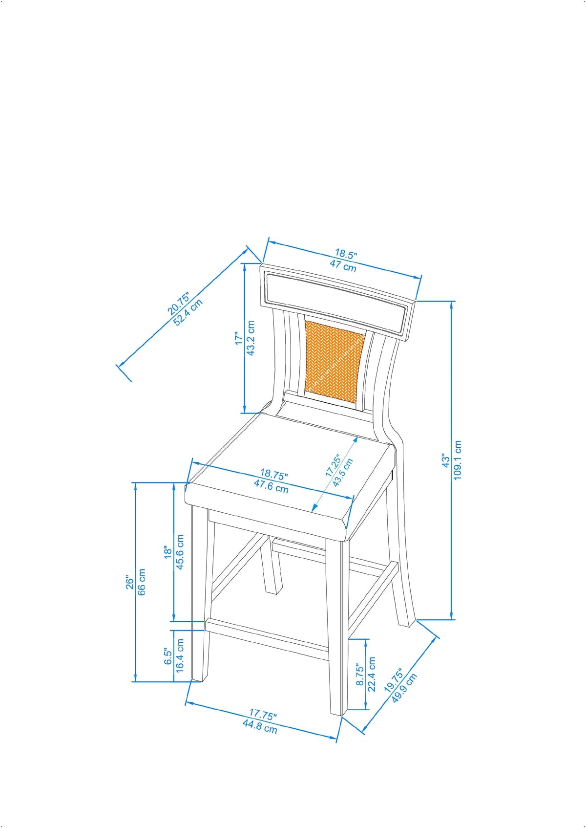 Tabouret de comptoir Linon Roseglen 26, finition blanchie avec tissu beige