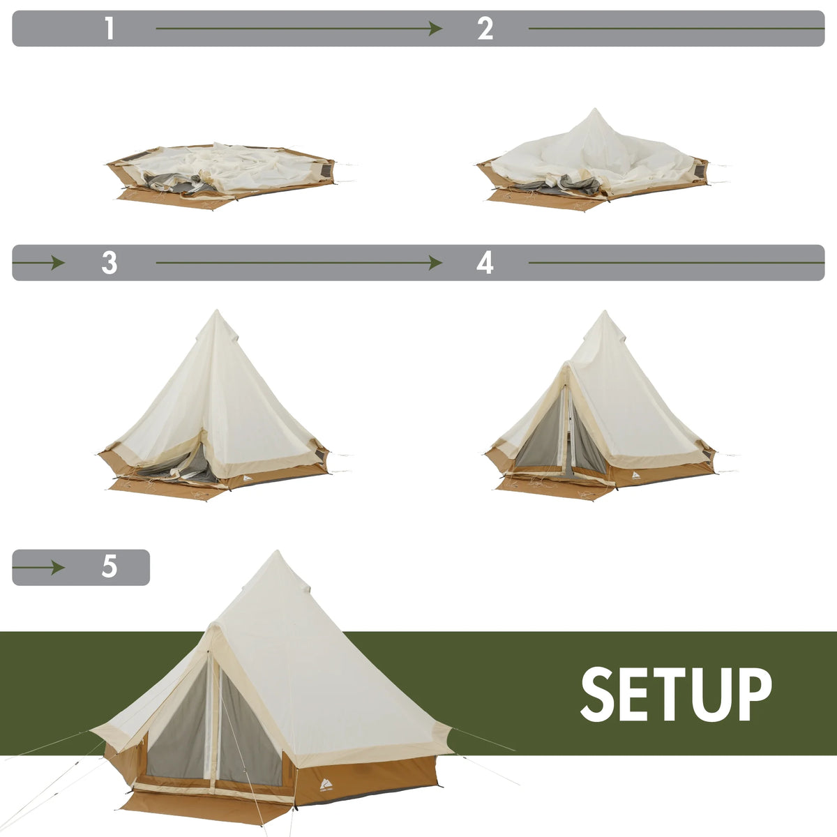 Tente cloche Ozark Trail 15' x 15' pour 8 personnes avec guirlandes lumineuses, 22,57 lbs