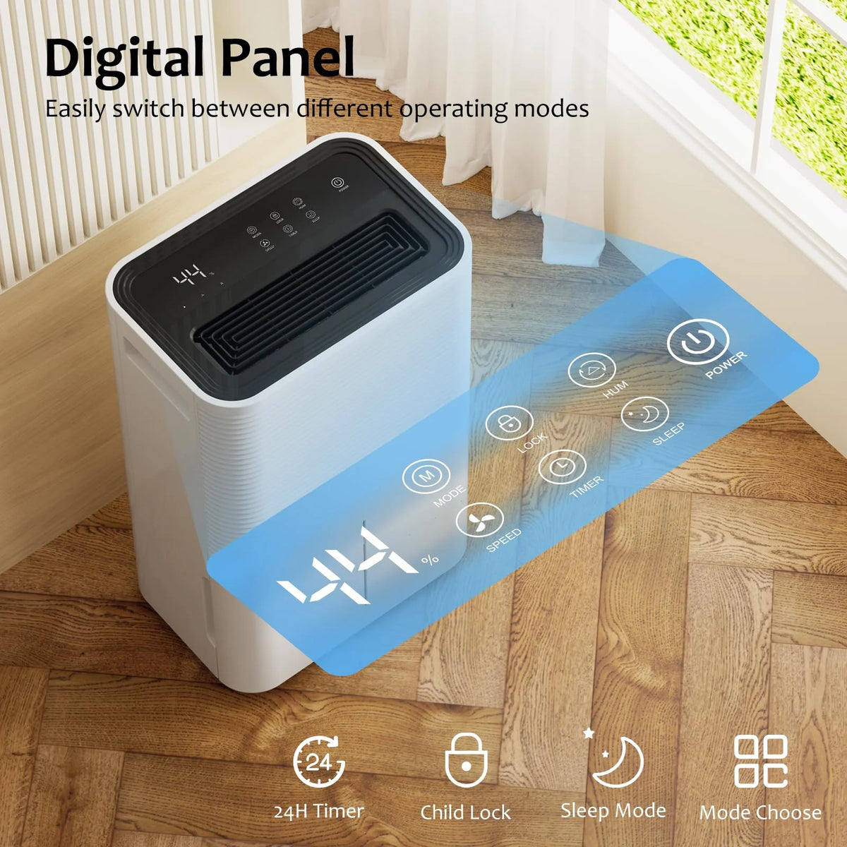 Déshumidificateur KISSAIR de 15 pintes, couverture maximale de 3 000 pi², 3 modes de fonctionnement, minuterie de 24 h, sous-sol/salle de bain/lancerie