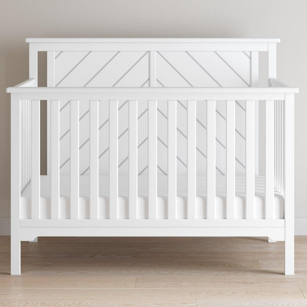 Lit convertible 4-en-1 Hampton de Child Craft. Panneau supérieur plat. 3 hauteurs de matelas. Blanc mat