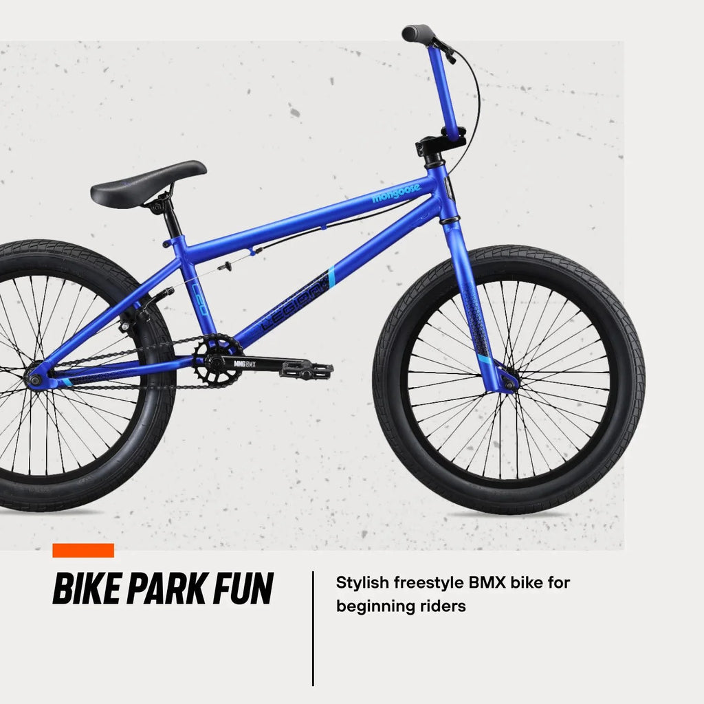 Vélo BMX Freestyle Mongoose Legion L20, Roue de 20 po, Dès 8 ans, Bleu