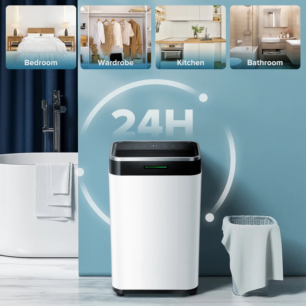 Déshumidificateur KISSAIR de 15 pintes, couverture maximale de 3 000 pi², 3 modes de fonctionnement, minuterie de 24 h, sous-sol/salle de bain/lancerie