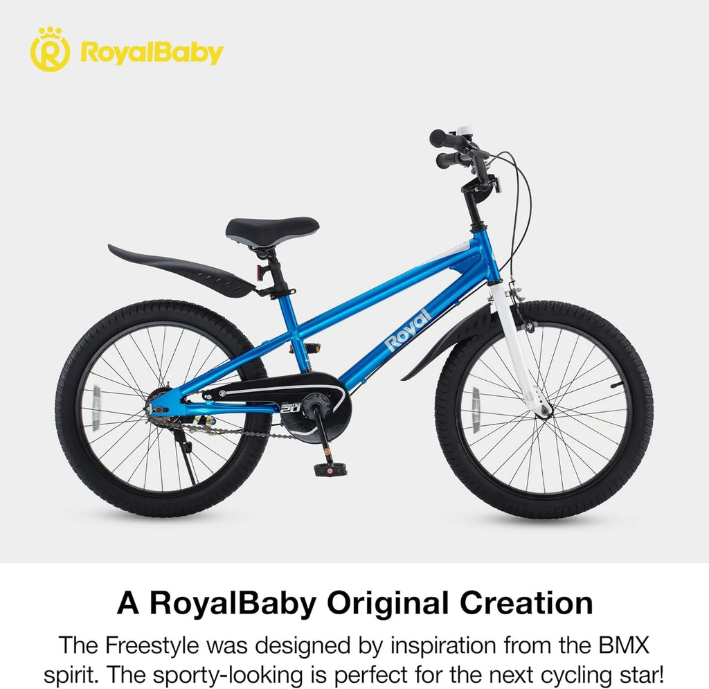 Vélo Royalbaby Freestyle 20 pour garçons et filles de 9 à 12 ans, Bleu