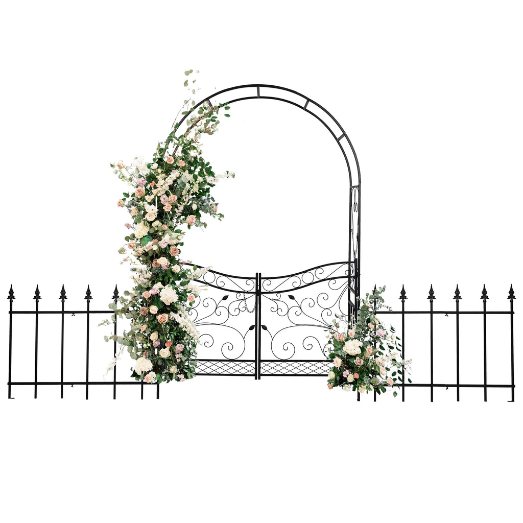 Arche de jardin Ktaxon, arche en fer pour plantes grimpantes, arche de jardin de 7,2 pi avec siège, résistante aux intempéries, noire