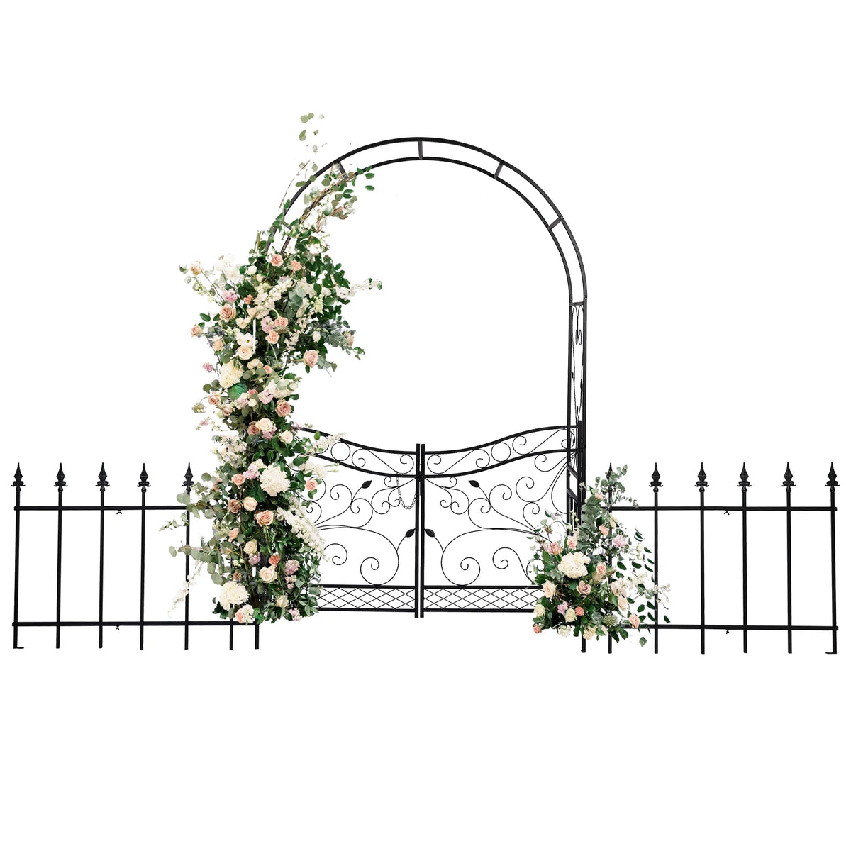 Arche de jardin Ktaxon, arche en fer pour plantes grimpantes, arche de jardin de 7,2 pi avec siège, résistante aux intempéries, noire