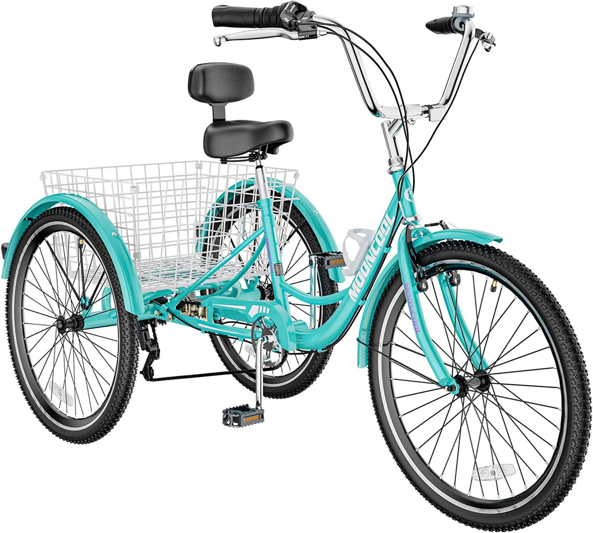 Tricycle pour adulte 20/24/26 pouces 7 vitesses, Vélo à trois roues pour adulte, Trike Cruiser avec outils & grand panier pour exercice, courses, pique-nique, activités de plein air