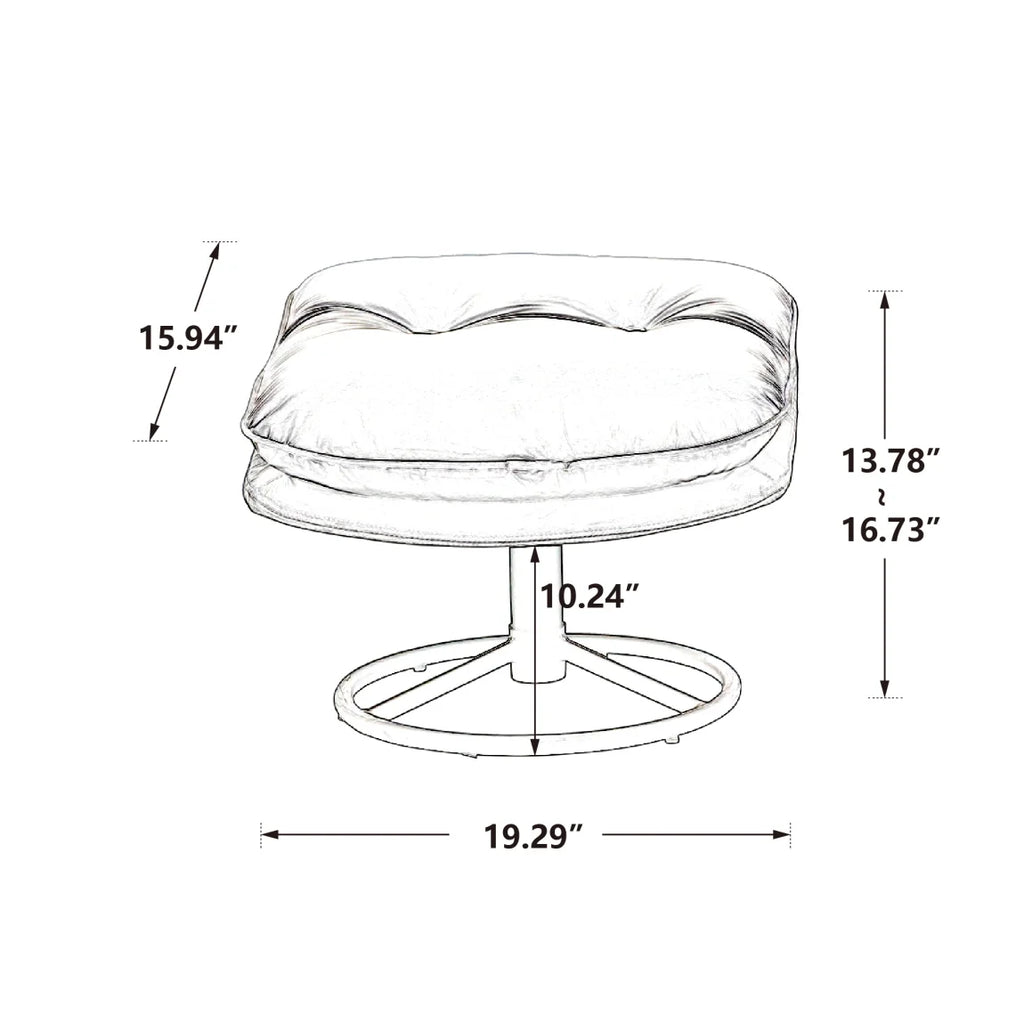 Fauteuil d'appoint pivotant en velours avec pouf, fauteuil méridienne moderne avec structure en métal et repose-pieds, fauteuil confortable pour la lecture, salon, chambre, bureau, bleu