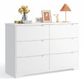 Commode pour chambre, commode double Lofka à 6 tiroirs avec poignées découpées, grande capacité de rangement, dispositif anti-basculement, commode moderne en bois, glissières métalliques fluides, blanc