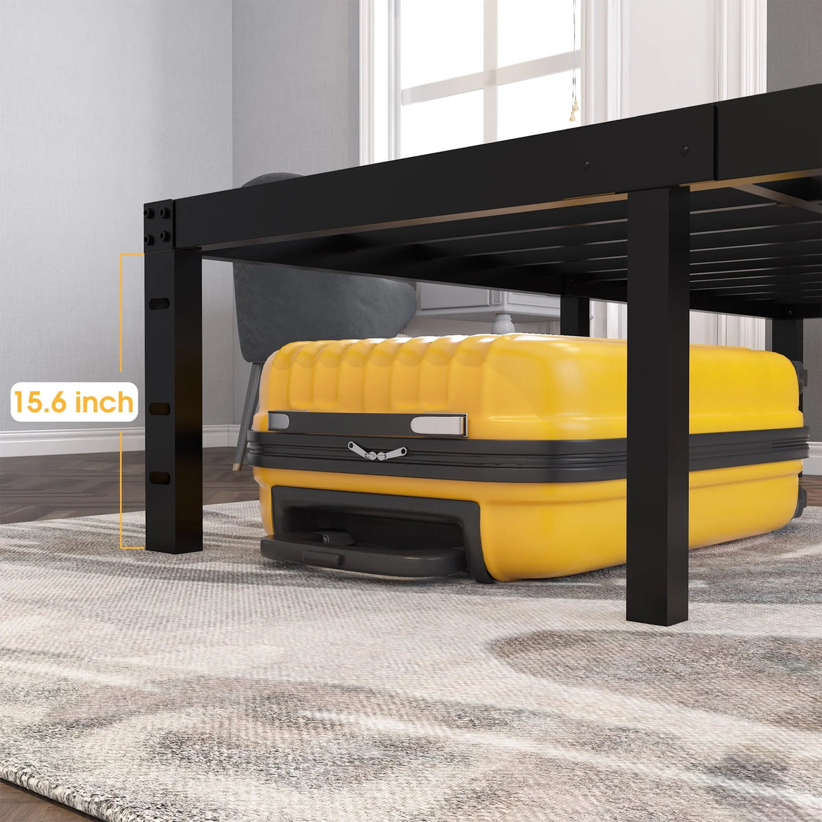 yookare 18 Cadre de lit plateforme en métal robuste 4000 lbs, Queen