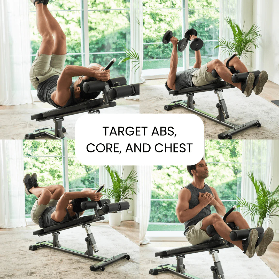 Finer Form Semi, Banc à Abdominaux Commercial Elite, Poignée de Crunch Inversé pour Exercices Abdominaux, Crunch Inversé et Sit-up Décliné avec 4 Réglages de Hauteur, Noir