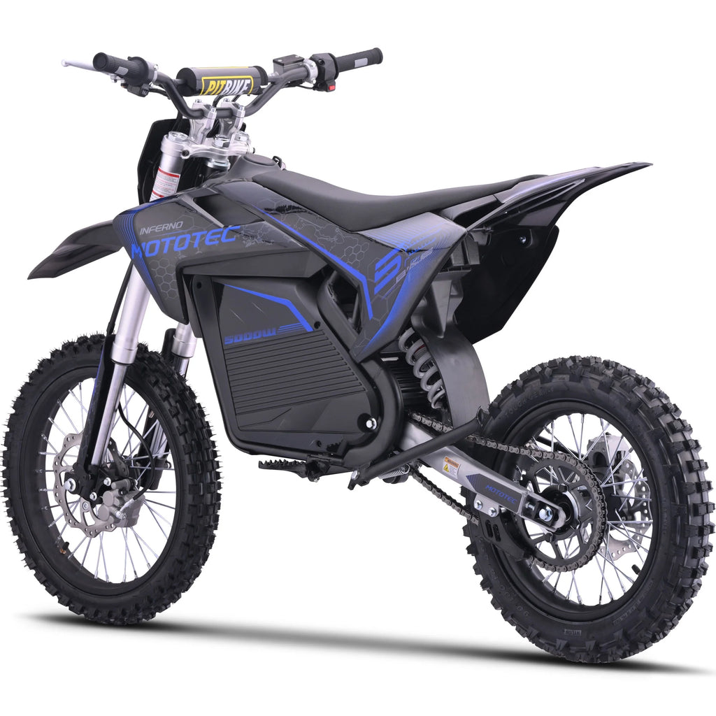 Moto tout-terrain électrique MotoTec 72v Pro 5000w Lithium Bleu