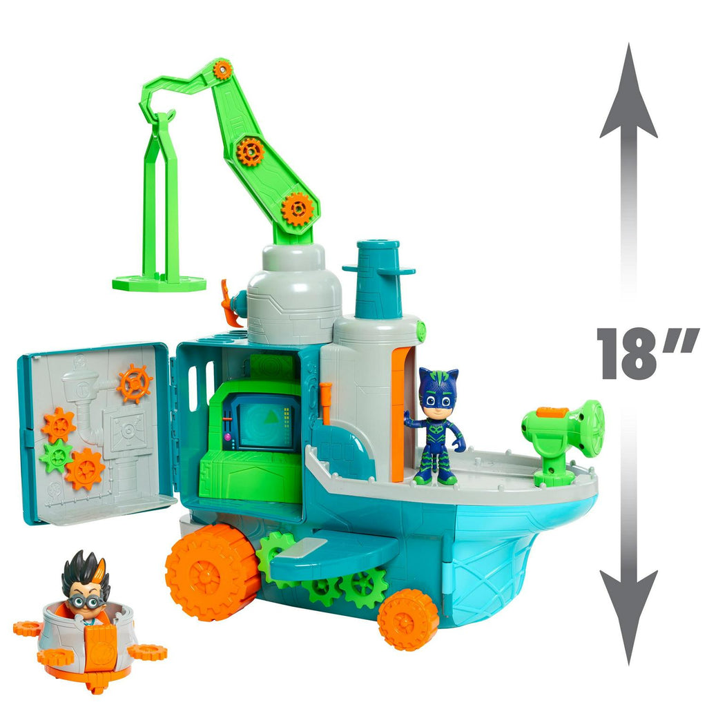 Coffret de jeu Pyjamasques Usine volante de Romeo avec lumières. Sons. et compartiment secret. Jouets pour enfants à partir de 3 ans. Cadeaux et présents