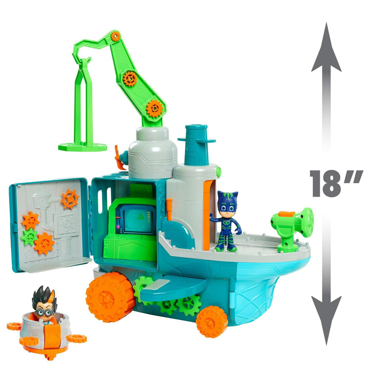 Coffret de jeu Pyjamasques Usine volante de Romeo avec lumières. Sons. et compartiment secret. Jouets pour enfants à partir de 3 ans. Cadeaux et présents