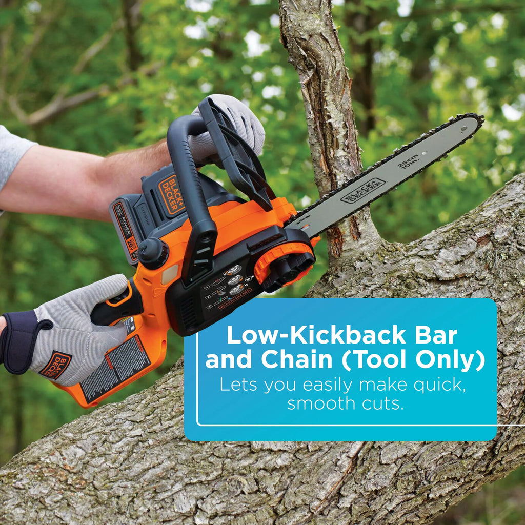 BLACK+DECKER 20V MAX* Scie à chaîne sans fil, 10 pouces (Outil seul), (LCS1020B)