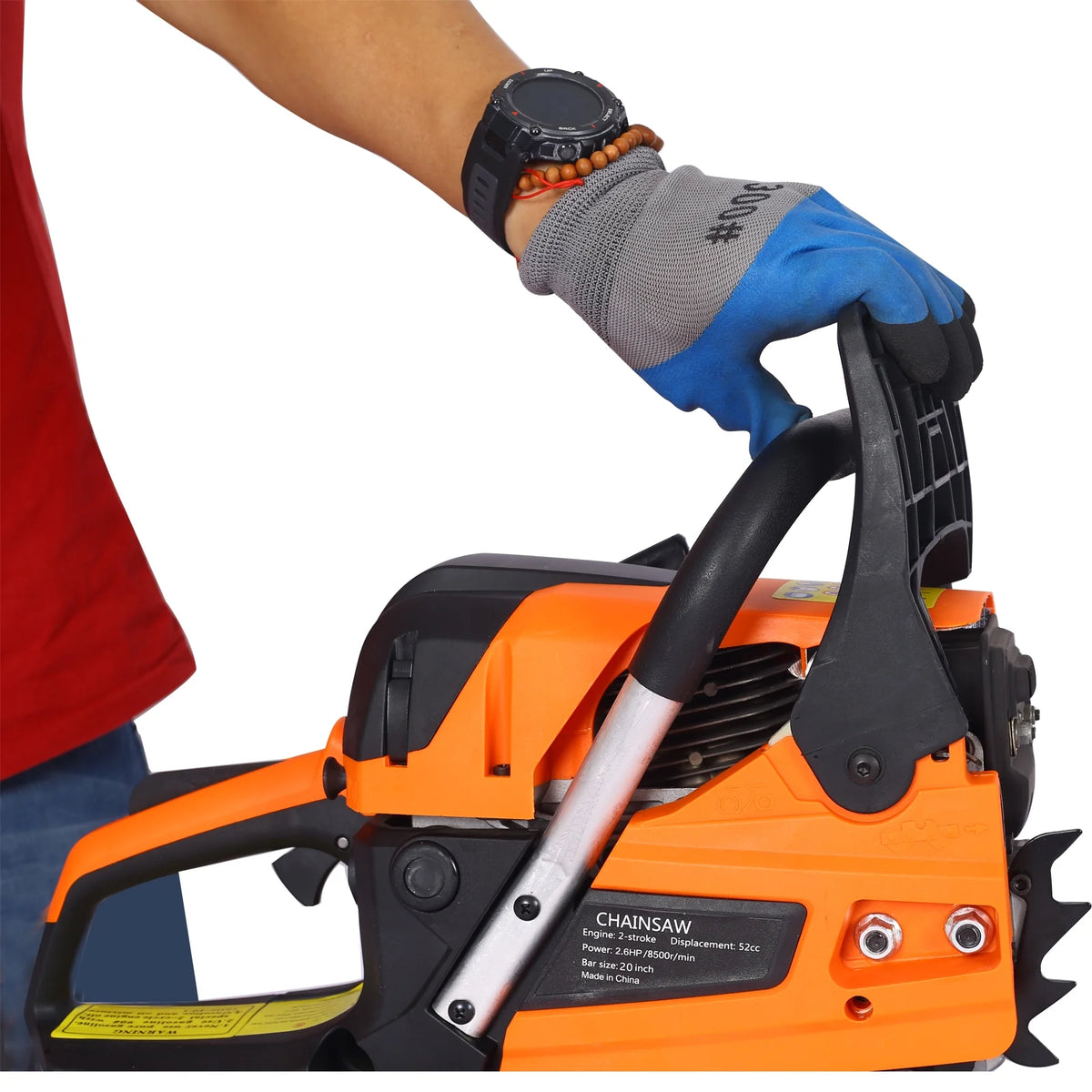 Tronçonneuse à essence Seizeen, tronçonneuse à essence 52 cm³ avec chargeur rapide, tronçonneuse sans fil 20 pouces 2,6 CV 8 500 tr/min, puissante tronçonneuse pour la taille en pépinière