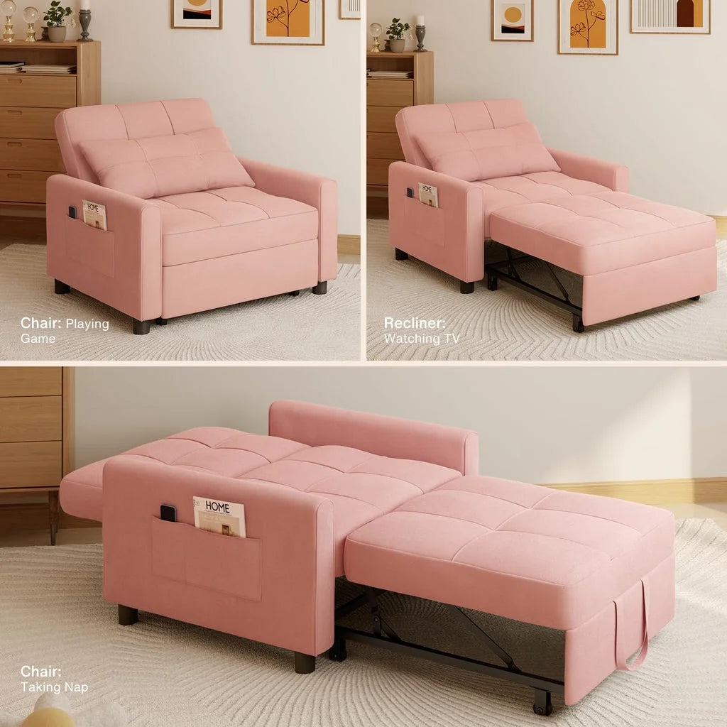 Fauteuil convertible avec couchage, canapé-lit convertible 3-en-1 Aiho avec fauteuil inclinable et couchage gigogne - Gris foncé