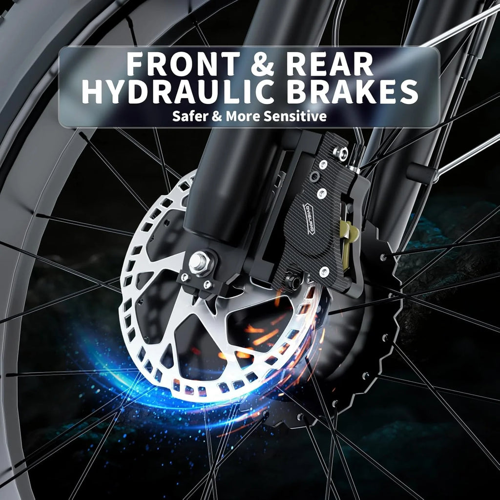 Vélo électrique à pneus larges 2000W pour adultes, batterie 52V 22.4AH double moteur vélo électrique à suspension intégrale 26 35MPH AWD VTT électrique freins hydrauliques
