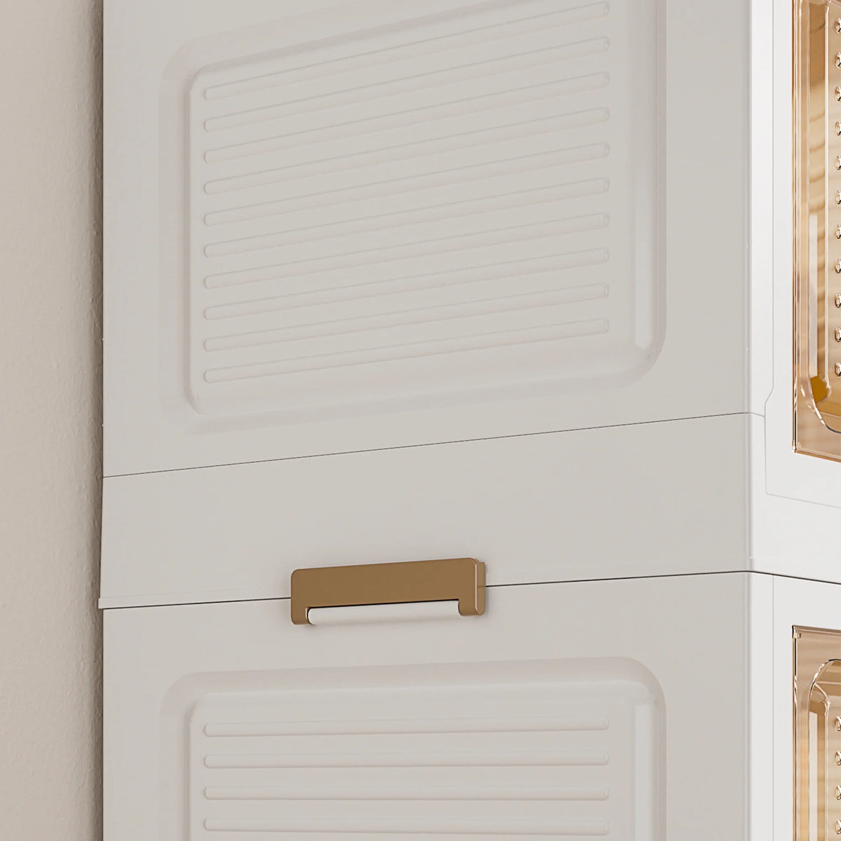 Penderie portable pour enfants Montary avec portes magnétiques et tringle – Meuble de rangement en plastique à 4 casiers pour chambre d'enfant