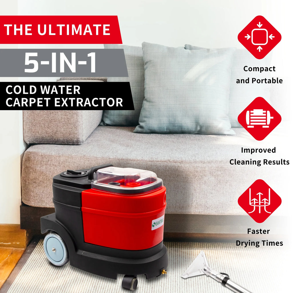 Machine à nettoyer par extraction pour tapis et tissus d’ameublement, moteur puissant de 1,07 CV, réservoir de 3,7 gal