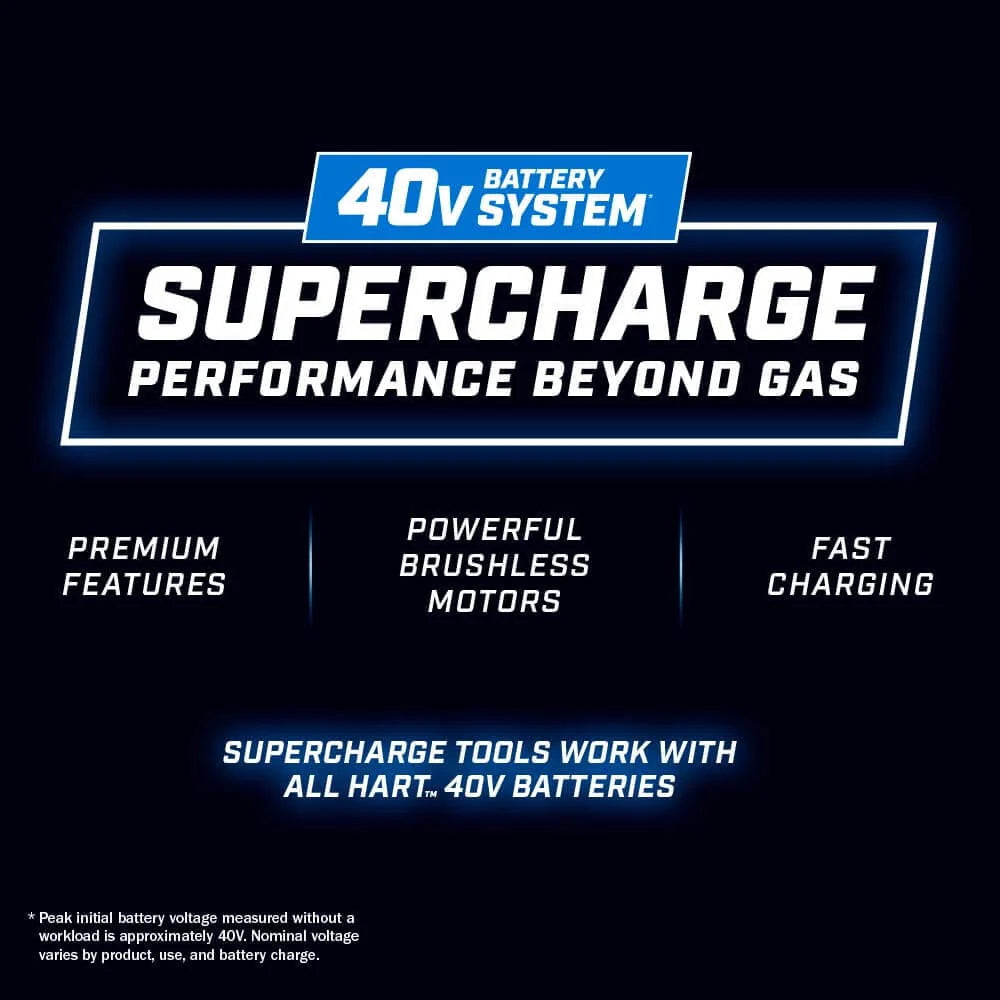 Kit de tondeuse autotractée 3-en-1 Supercharge HART 40 volts de 21 pouces, (2) batteries lithium-ion 6,0 Ah