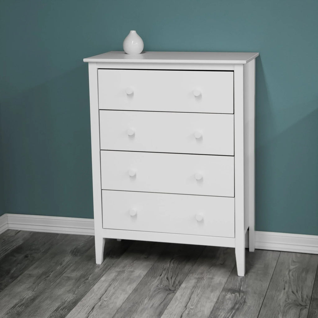 Commode Adeptus Easy Pieces en bois massif à 4 tiroirs - Blanc