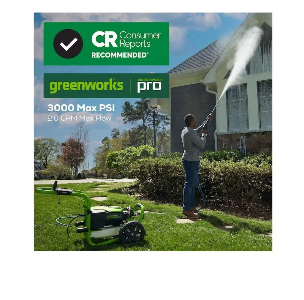 Nettoyeur haute pression électrique Greenworks Pro 3000 PSI, 2 gallons/min, eau froide, neuf