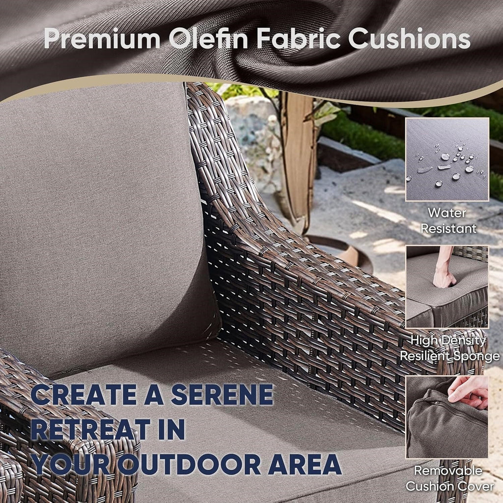 Lot de 2 chaises de patio d'extérieur en résine tressée Bellefurn avec table d'appoint, chaises en rotin tressé toutes saisons, mobilier de jardin pour porche, balcon, cour arrière, jardin et terrasse