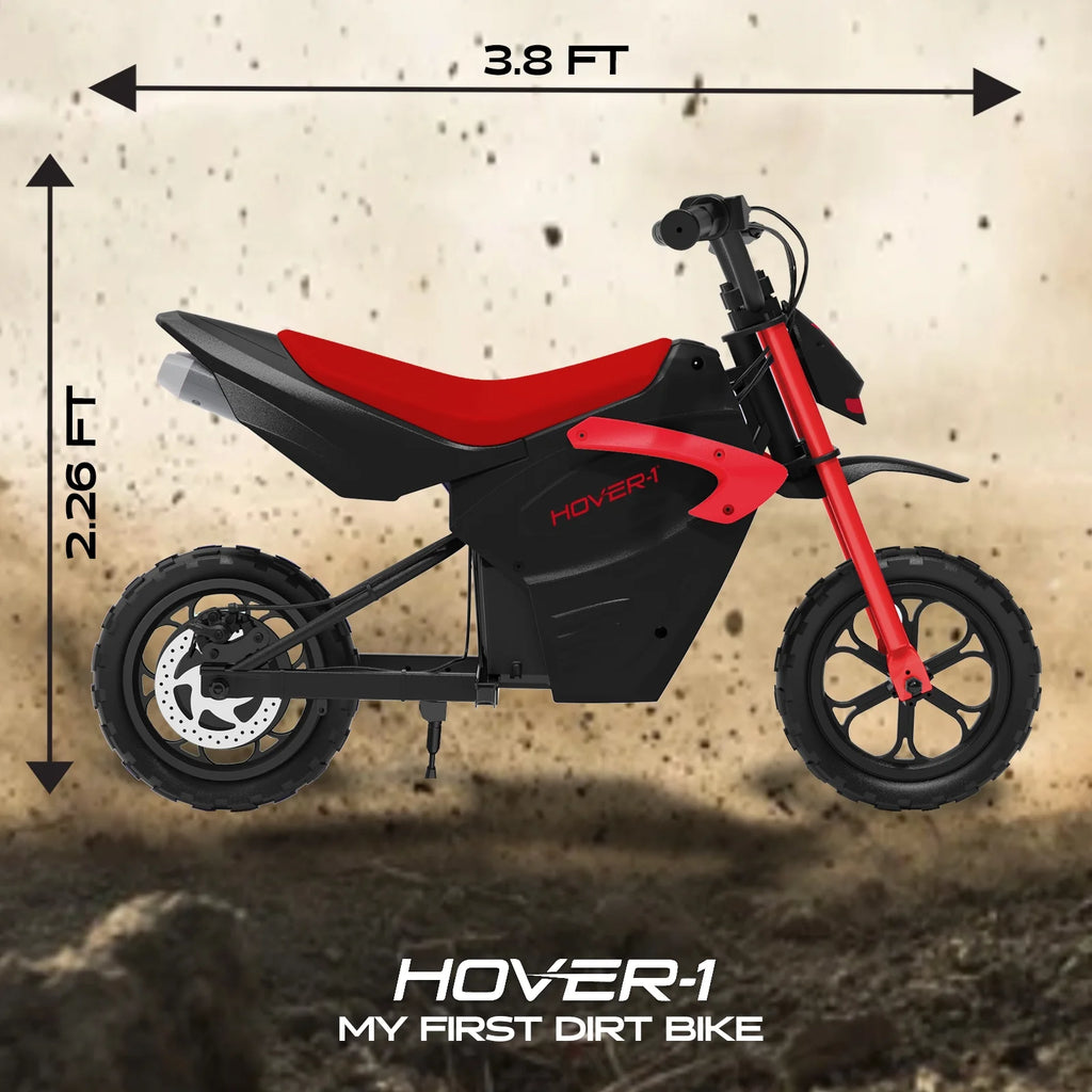 Hover-1 My First Dirt Bike for Kids - 300W Motor, 9MPH Max Speed, 9 Mile Range, 12 Off-Road Tires, 120LB Max Weight, Twist Grip Throttle & Rear Disc Brake Electric Dirt Bike for Kids Ages 5+ Years