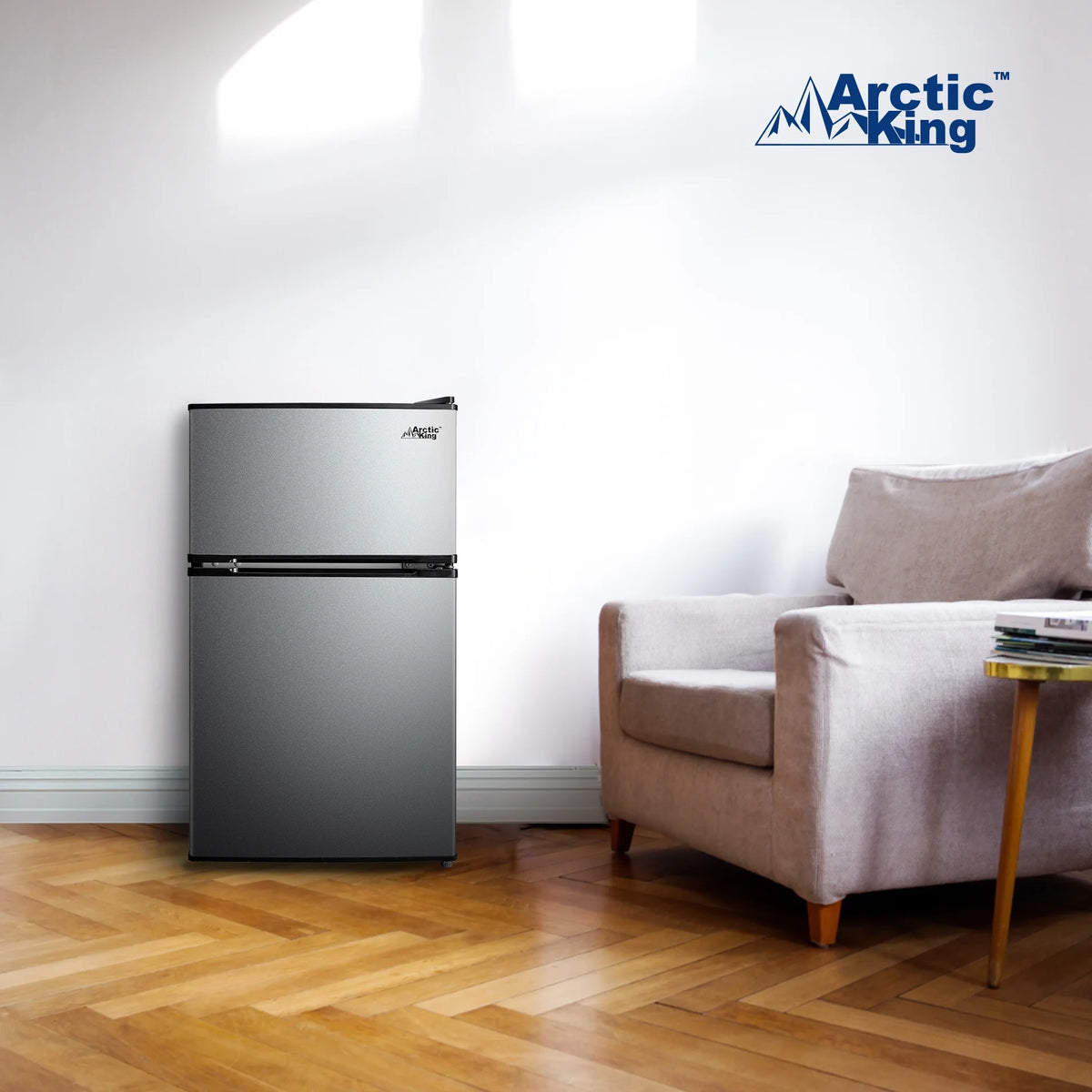 Mini-réfrigérateur Arctic King de 3,2 pi³, à deux portes avec congélateur, en acier inoxydable, certifié Energy Star