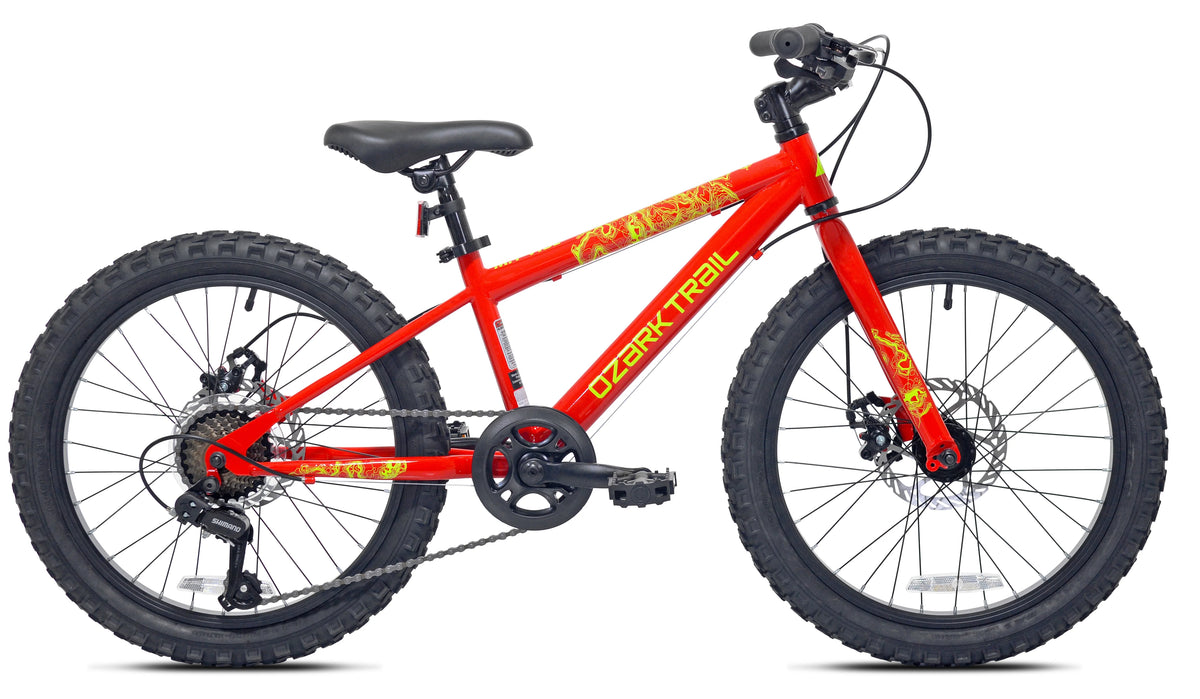 20 VTT Ozark Trail Vibe, 7 vitesses, pour cycliste de 1,20 m à 1,63 m, rouge, enfant/préado/ado, unisexe