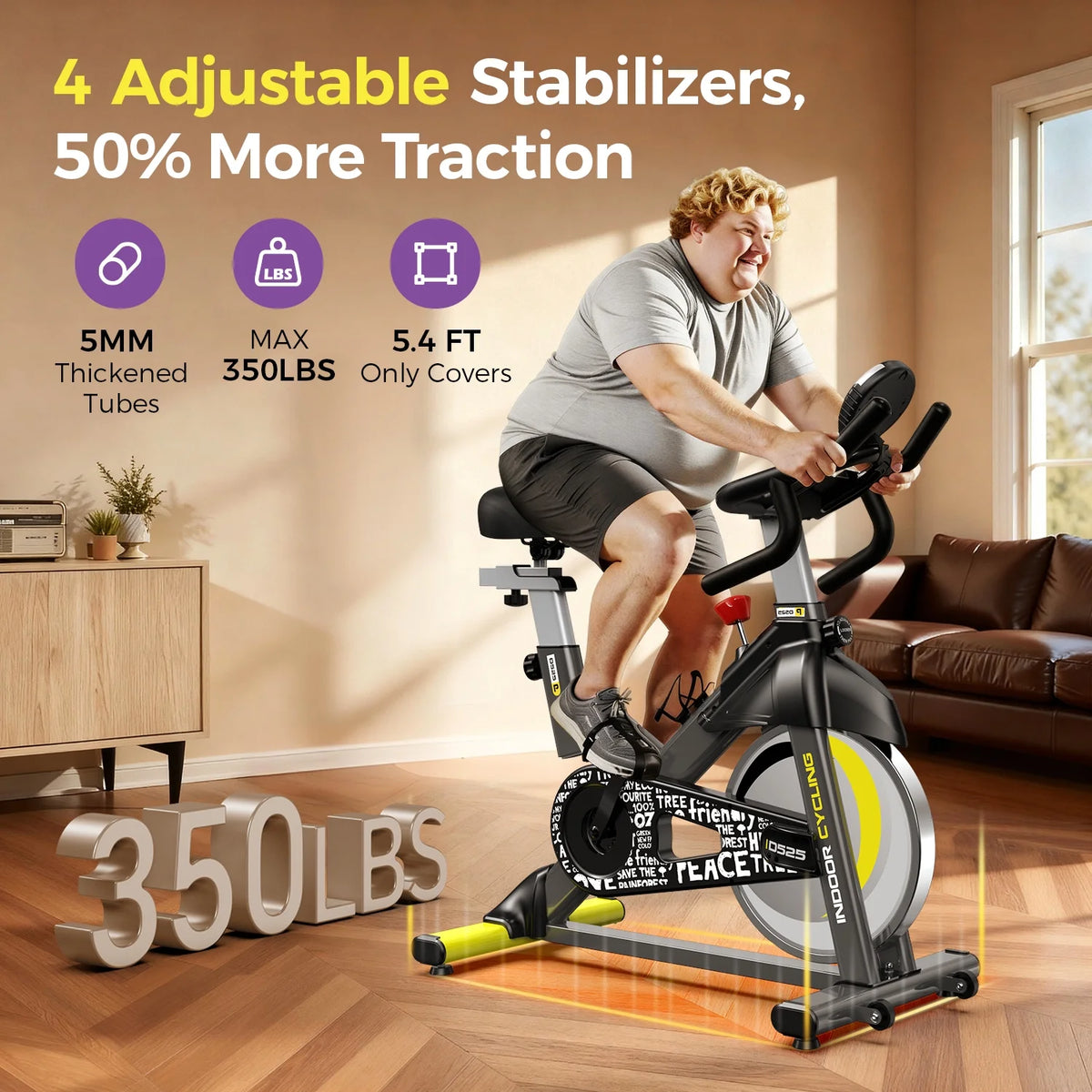 Vélo d’appartement Pooboo, vélo d’intérieur avec résistance réglable pour le domicile ou le bureau, appareil de cardio-training supportant jusqu’à 159 kg