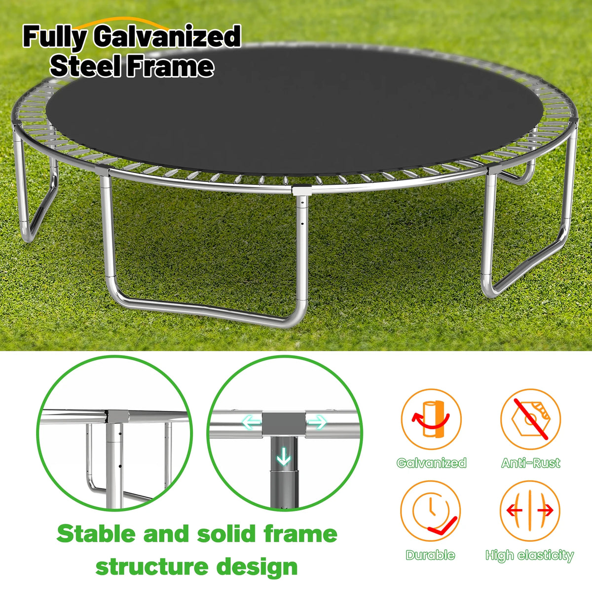 Trampoline de 14 pieds avec panier de basket, trampoline d'extérieur avec filet de protection, bleu