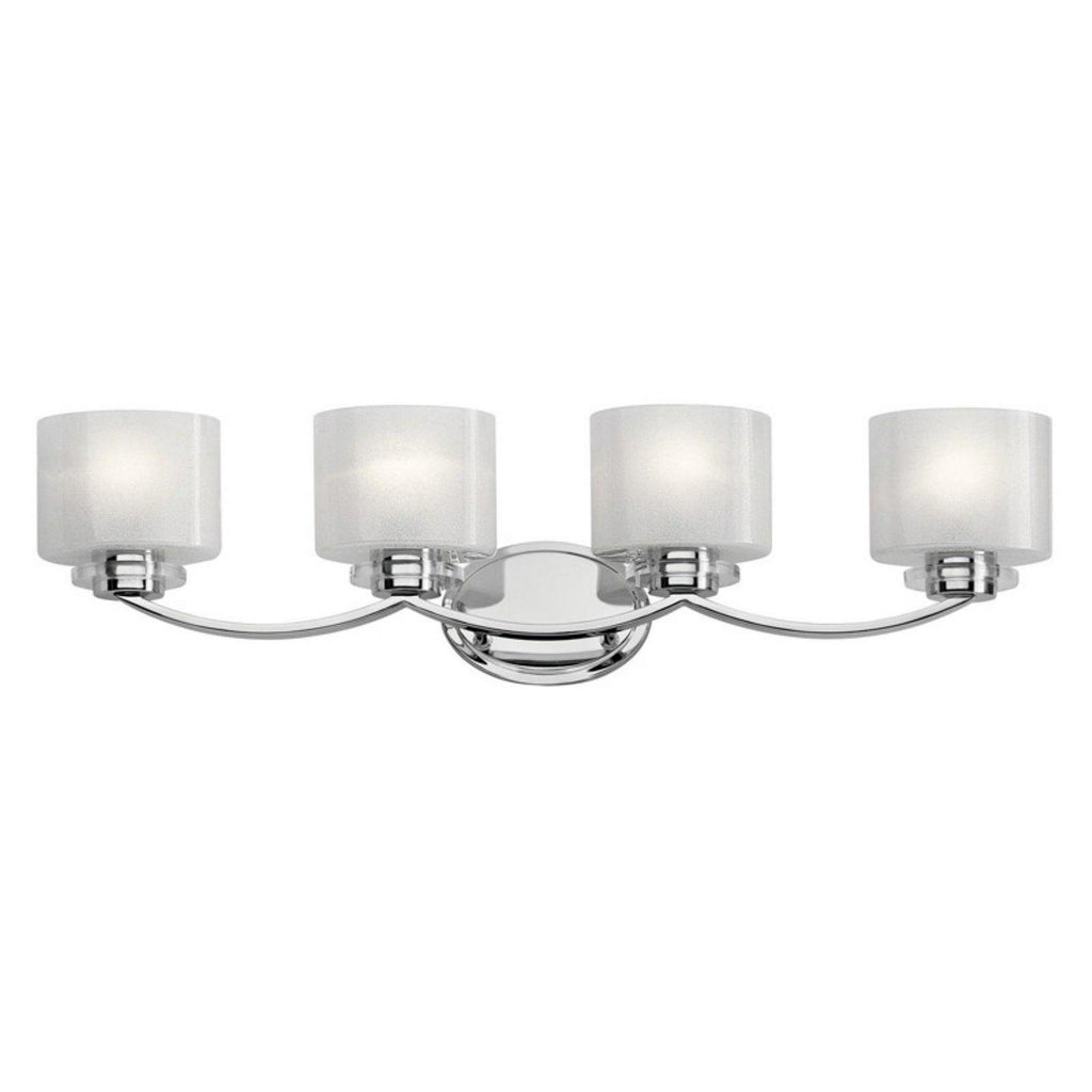Applique de salle de bains à 4 lumières adaptée aux endroits humides, d’inspiration contemporaine douce, largeur de 32,75 pouces, Kichler Lighting 45864Ch