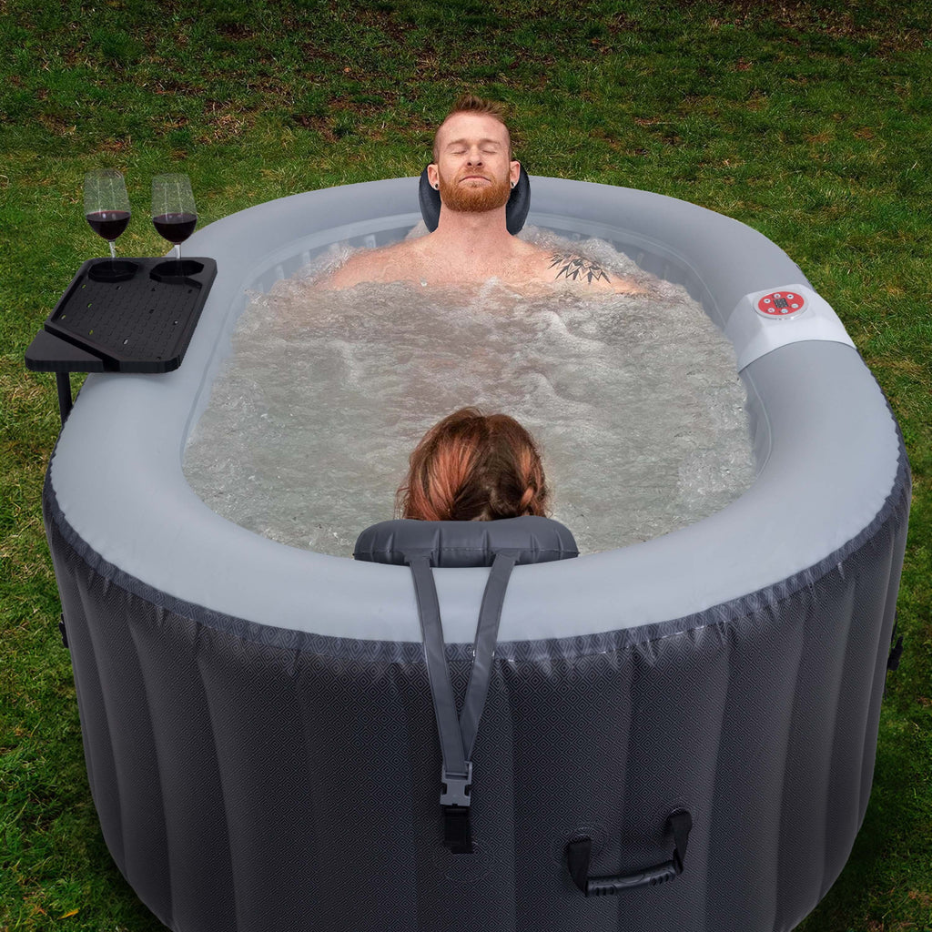 Bain à remous gonflable ALEKO Diamond noir pour 2 personnes avec jets et couvercle économe en énergie