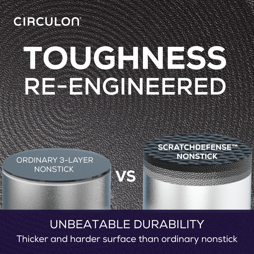 Batterie de cuisine antiadhésive en aluminium Circulon A1 Scratch Defense de 10 pièces, acier inoxydable moulé