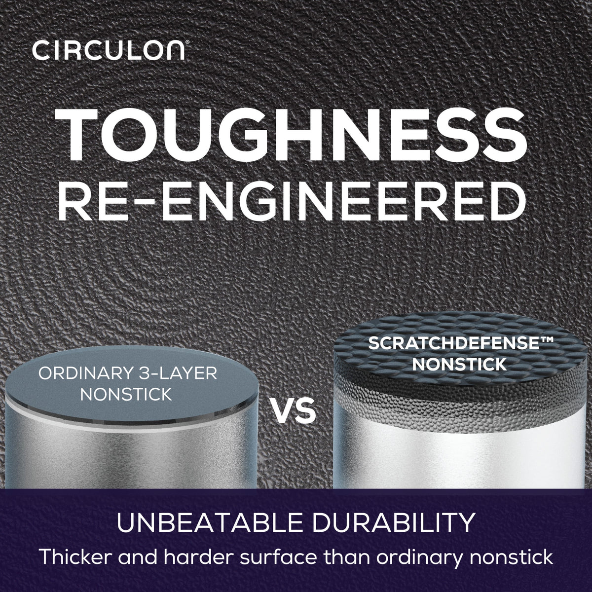 Batterie de cuisine antiadhésive en aluminium Circulon A1 Scratch Defense de 10 pièces, acier inoxydable moulé