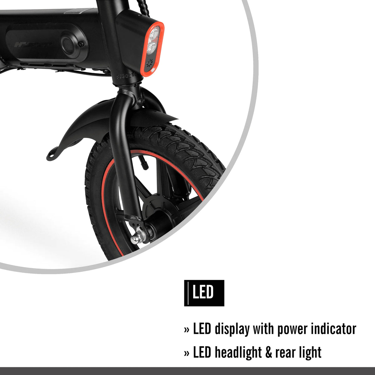 Vélo électrique compact et pliable Hyper Bicycles 14 36V avec accélérateur, moteur de 350W, âge recommandé : 14 ans et plus