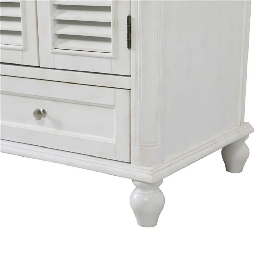 Meuble-lavabo double élégant de 60 pouces pour salle de bain, blanc antique
