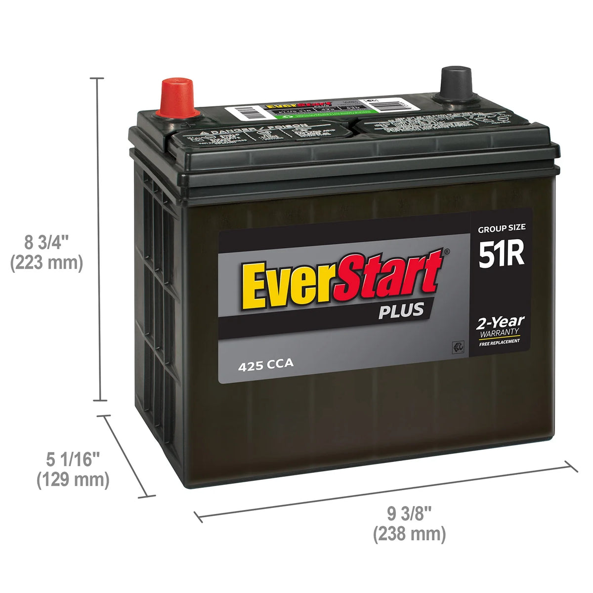 Batterie automobile au plomb-acide EverStart Plus, groupe 51R, 12 volts, 425 CCA