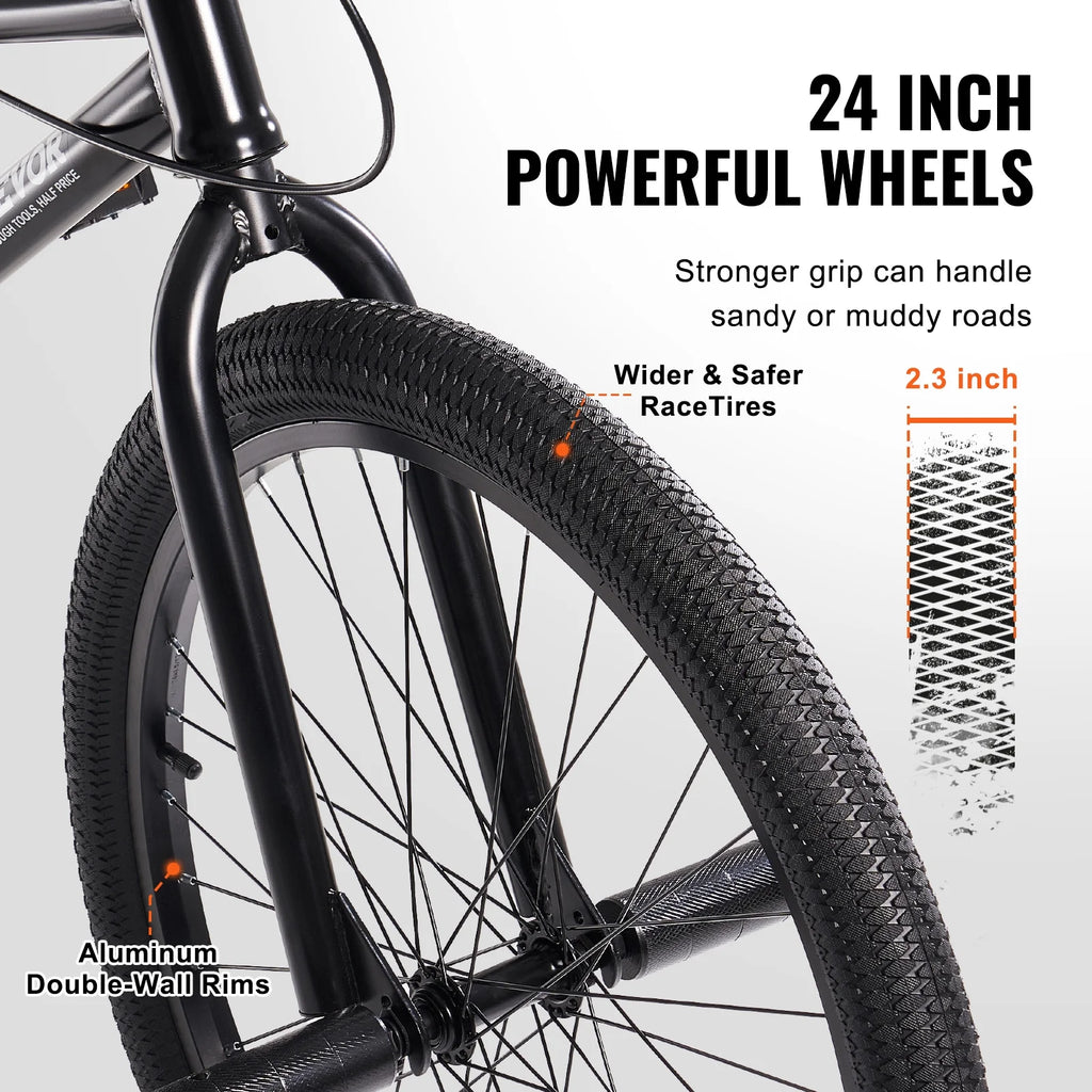Vélo BMX VEVOR, vélo freestyle à roues de 24 pouces, vélo de course BMX avec 4 pegs, convient aux cyclistes débutants et confirmés, vélo BMX pour adolescents, adultes, hommes et femmes, cadre robuste en acier Hi-Ten, facile à assembler