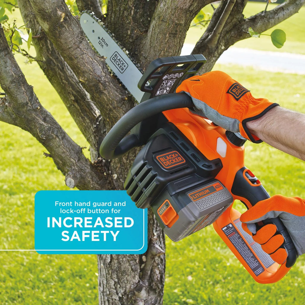 BLACK+DECKER 40V MAX Tronçonneuse sans fil, 12 pouces, Batterie et Chargeur inclus