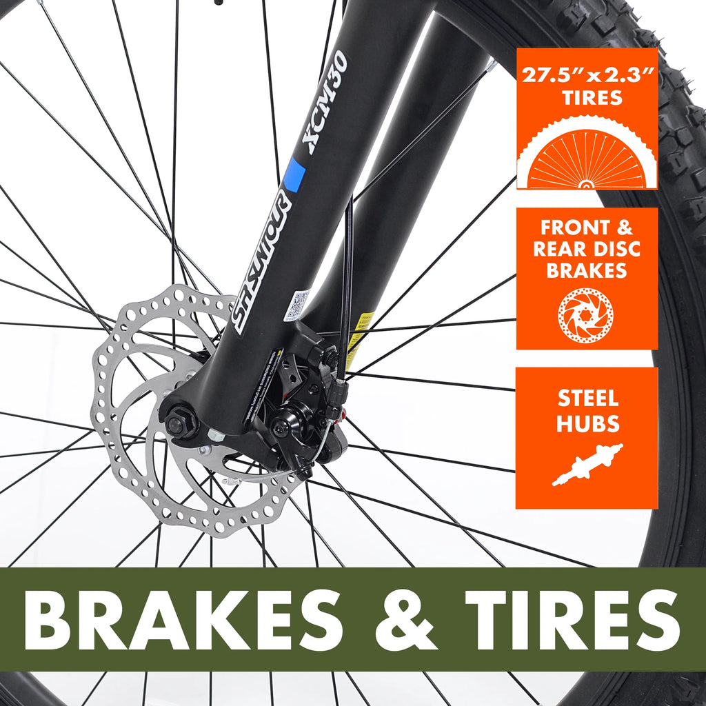 Vélo tout-terrain Ozark Trail 27.5 Vibe, Cadre petit, Convient aux cyclistes de 1,52 m à 1,68 m, Noir, Adulte, Unisexe