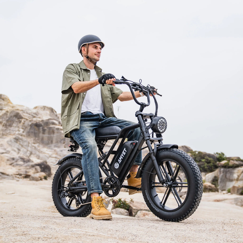 Vélo électrique AMYET G60 Peak 1500W, VTT électrique à pneus larges 20 pouces, 48V 20Ah 32MPH pour adultes, suspension intégrale UL2849